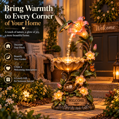 🐦✨ Hummingbird Nectar Fountain™ – Lighted Garden & Porch Decor