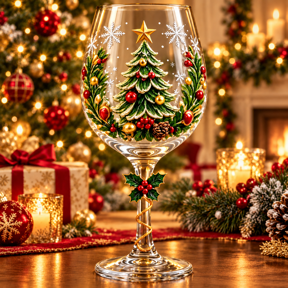 Christmas Tree Wine Glass