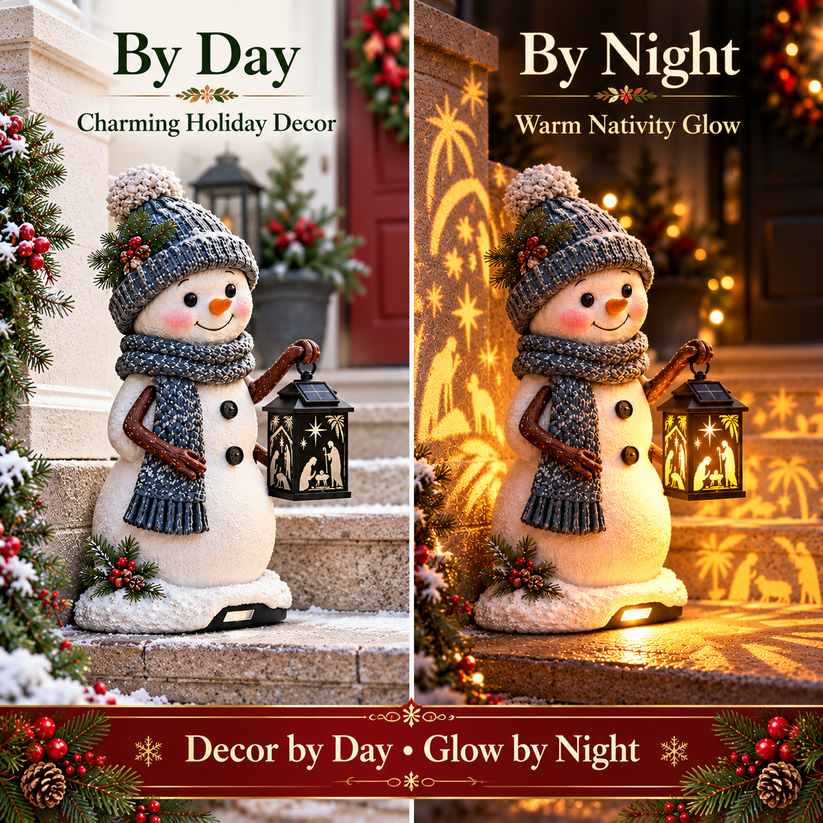 ⛄ Last Day 49% OFF — Snowman Nativity Glow with Solar-Powered Lantern