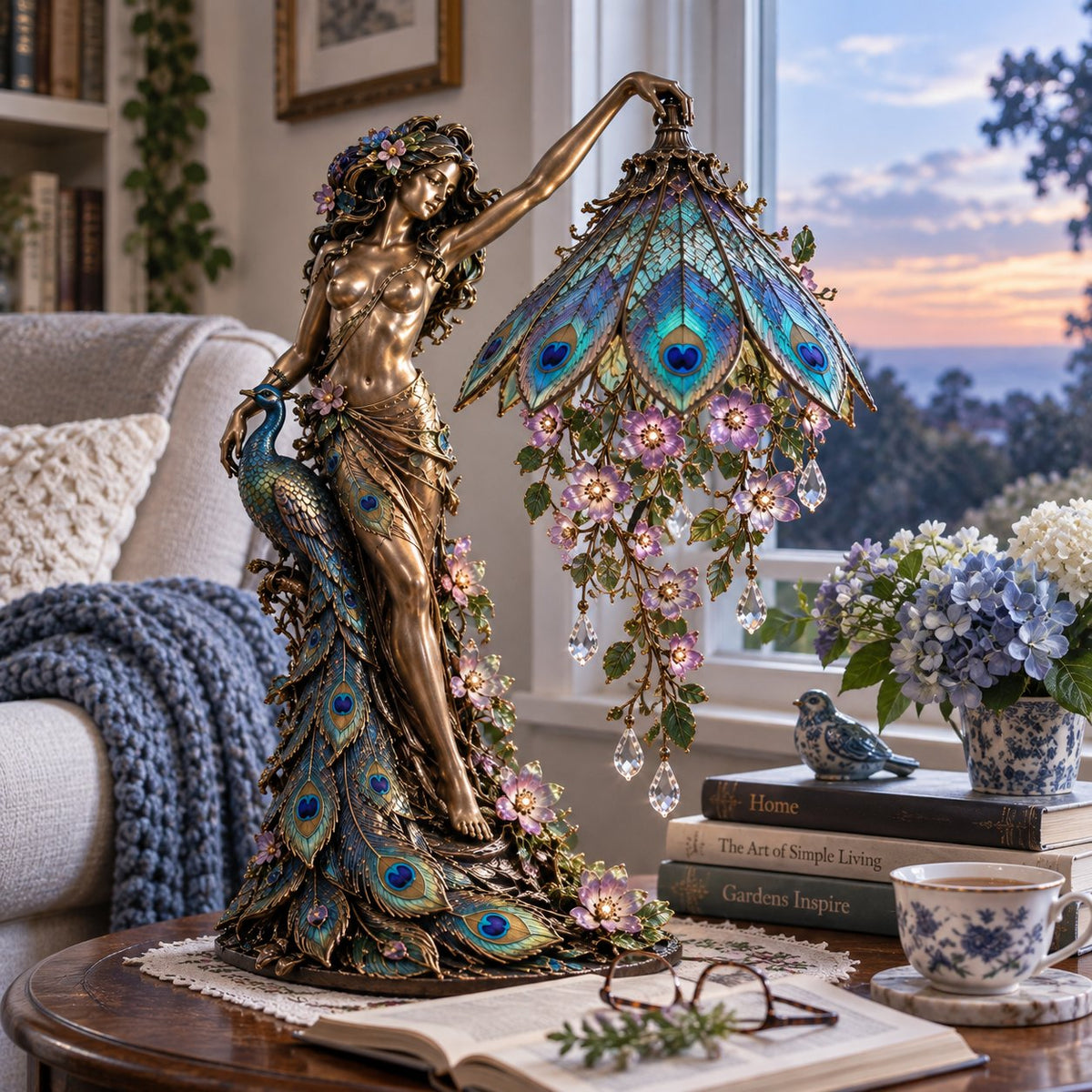 🦚 Peacock Lady Floral Lamp™ – A Stunning Piece Of Art That Lights Up Your Home