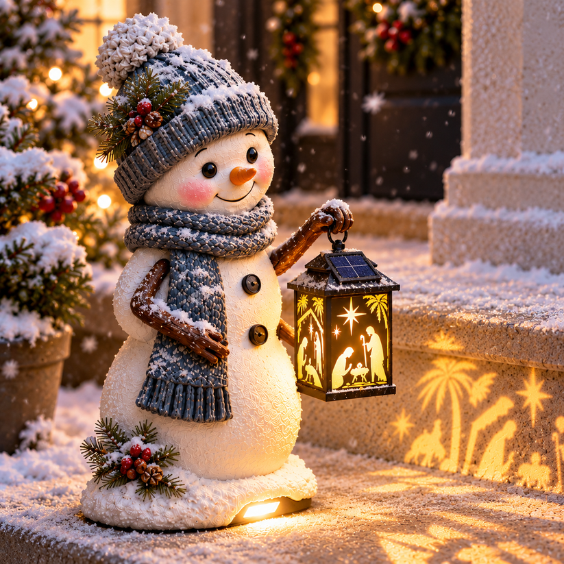 ⛄ Last Day 49% OFF — Snowman Nativity Glow with Solar-Powered Lantern