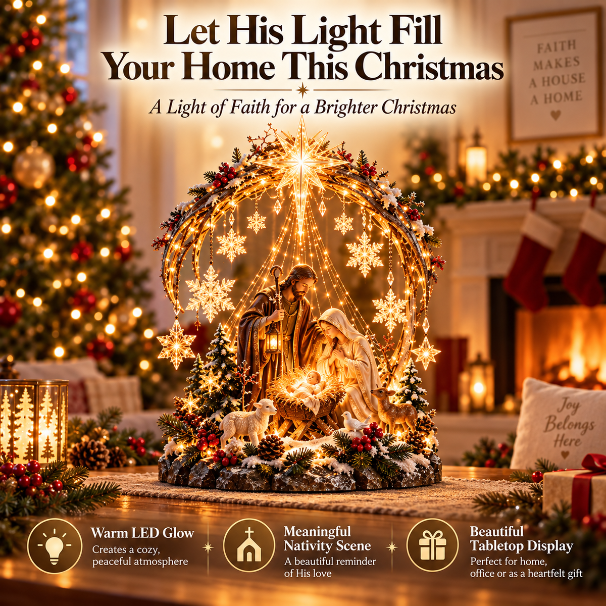 🔥 Last Day 50% OFF 🔥⭐ Bethlehem Starlight Nativity Arch™ – Lighted Christmas Tabletop Decor