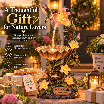 🐦✨ Hummingbird Nectar Fountain™ – Lighted Garden & Porch Decor