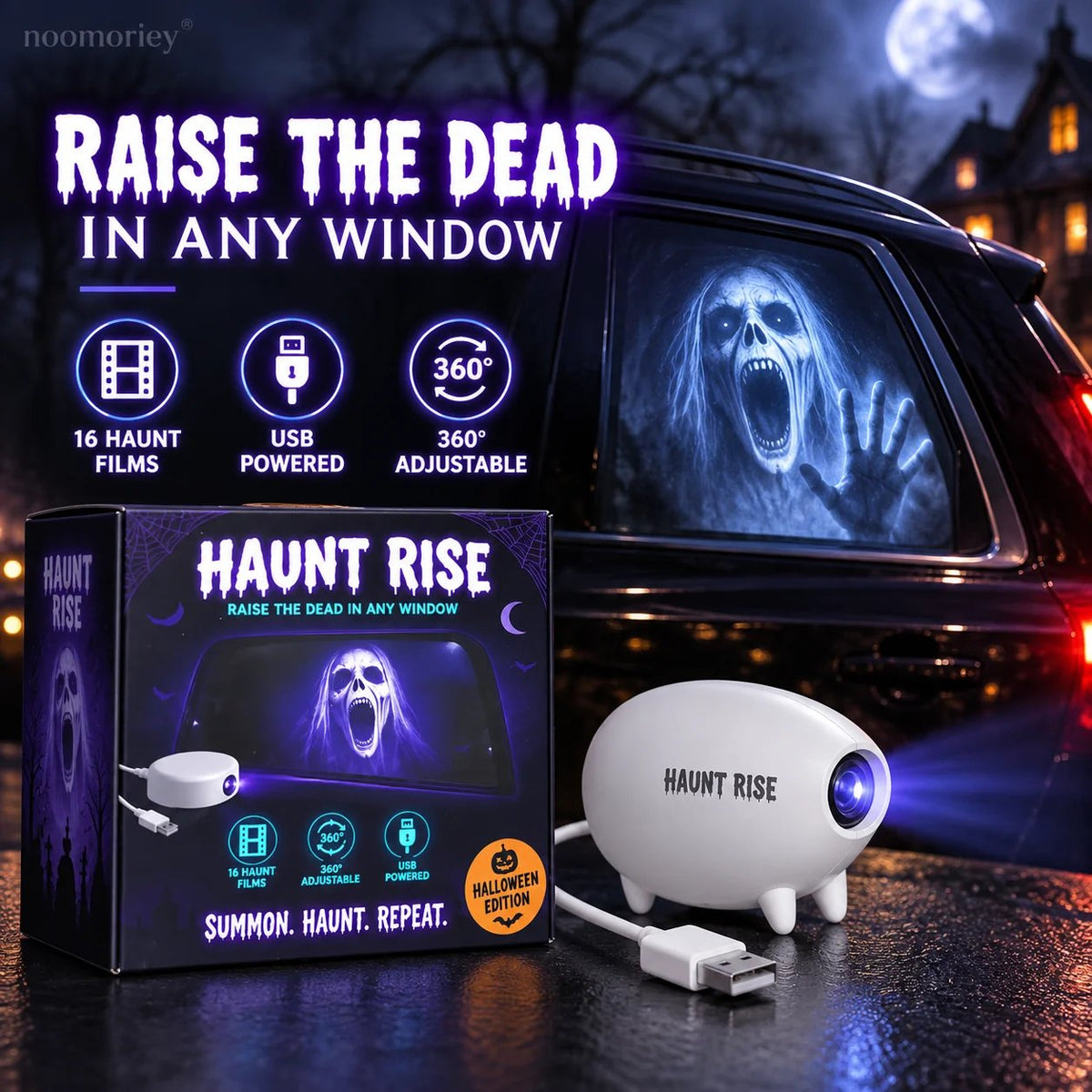 🎃 Halloween window projector✨ 16 Spooky Movies – USB-Powered Christmas Decoration