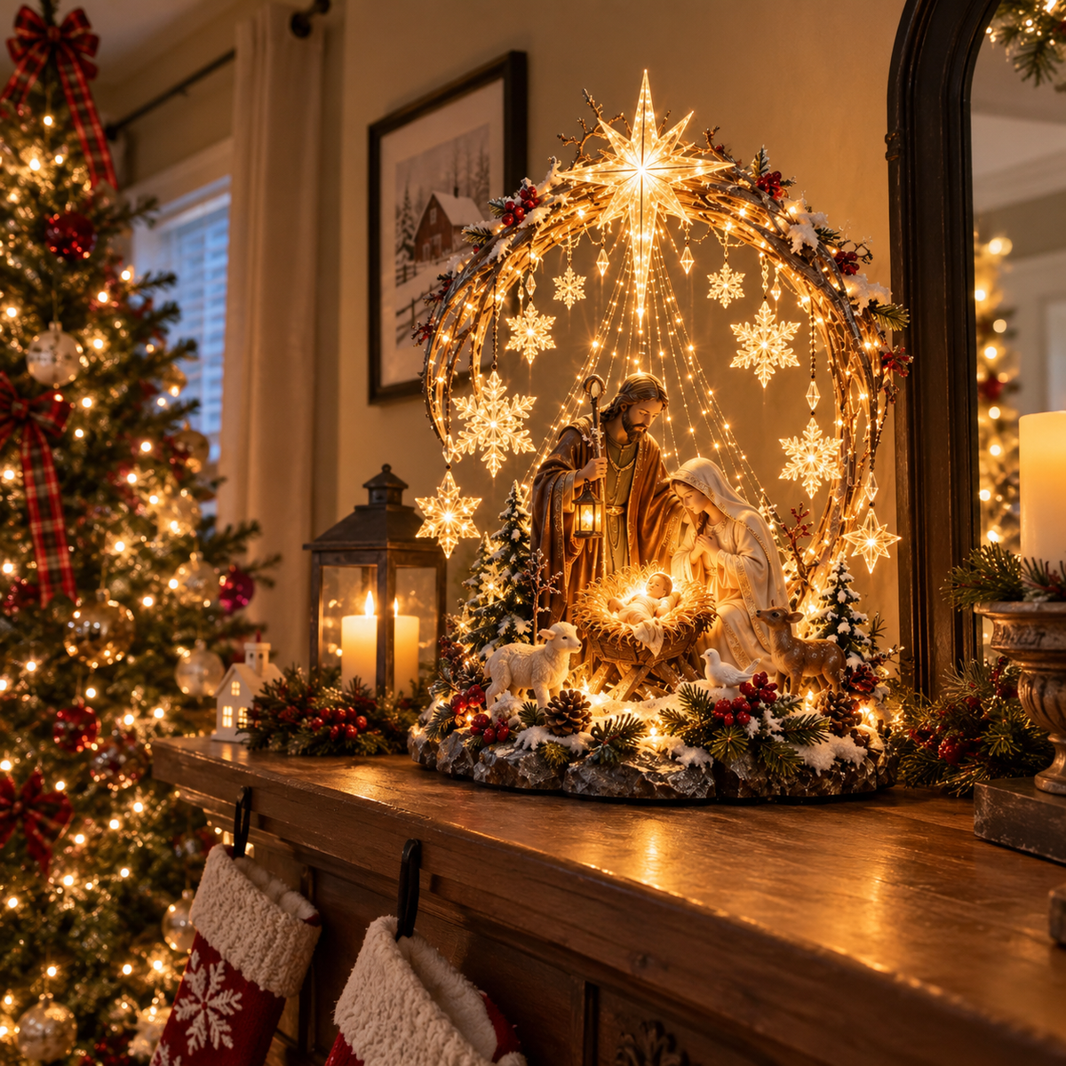 🔥 Last Day 50% OFF 🔥⭐ Bethlehem Starlight Nativity Arch™ – Lighted Christmas Tabletop Decor