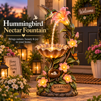 🐦✨ Hummingbird Nectar Fountain™ – Lighted Garden & Porch Decor
