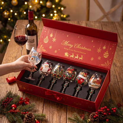 Christmas Wine Glasses Set Gift For Christmas Day