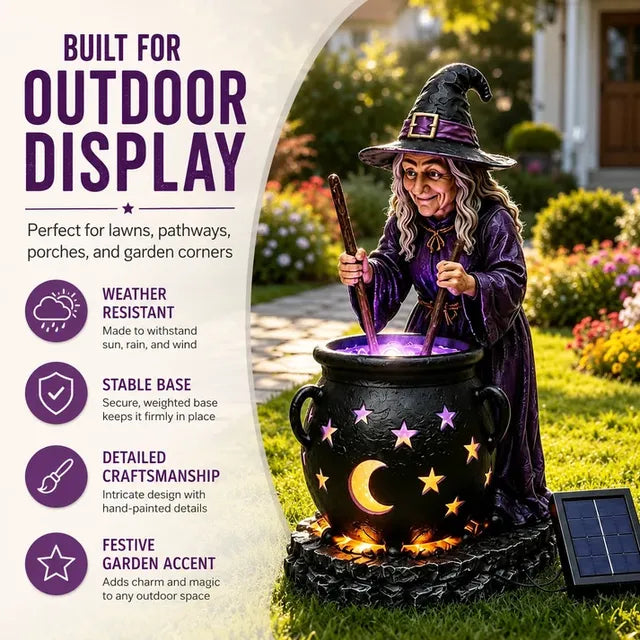 Outdoor Witch Cauldron Halloween Solar Decoration