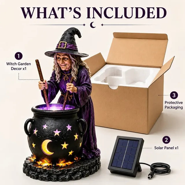 What's included with Witch Cauldron Solar Light